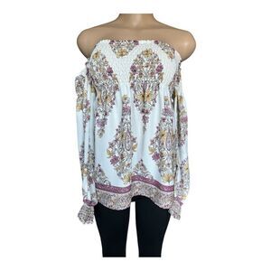 Show me your mumu Boho Floral Off-Shoulder Blouse